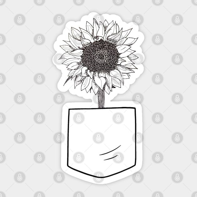 Sunflower Pocket Sticker by Del Doodle Design